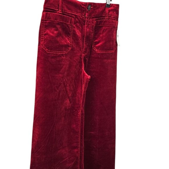 Anthropologie Maeve The Colette Wide Leg Crop Pant, Velvet, High Rise,Red, 28 - Picture 10 of 10